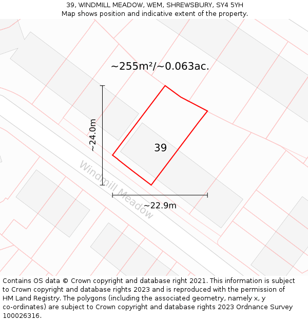 39, WINDMILL MEADOW, WEM, SHREWSBURY, SY4 5YH: Plot and title map