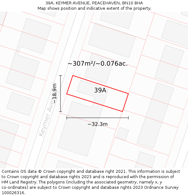 39A, KEYMER AVENUE, PEACEHAVEN, BN10 8HA: Plot and title map