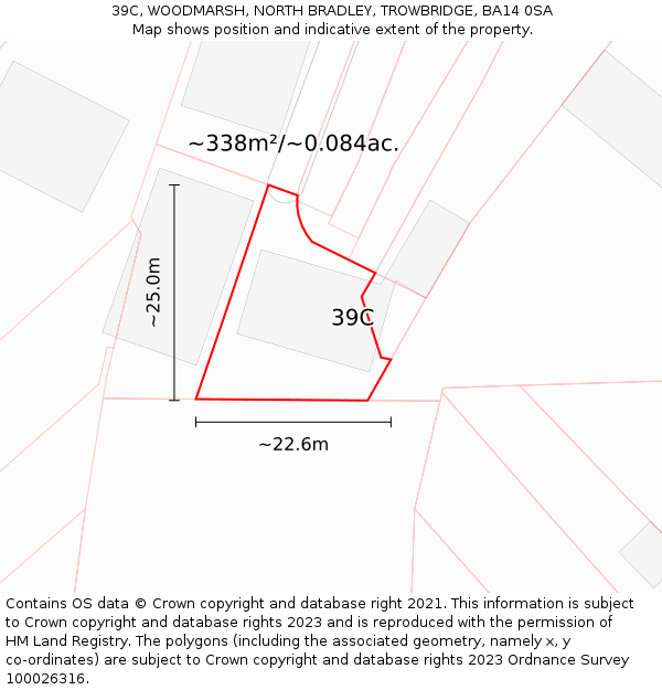 39C, WOODMARSH, NORTH BRADLEY, TROWBRIDGE, BA14 0SA: Plot and title map