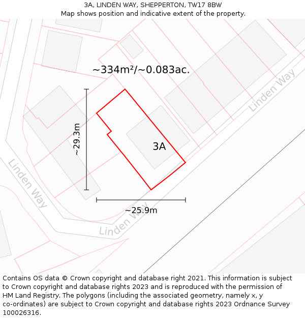 3A, LINDEN WAY, SHEPPERTON, TW17 8BW: Plot and title map