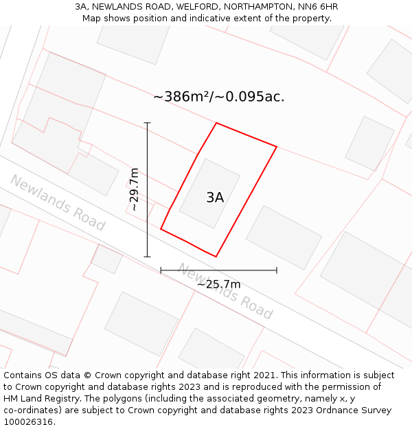 3A, NEWLANDS ROAD, WELFORD, NORTHAMPTON, NN6 6HR: Plot and title map