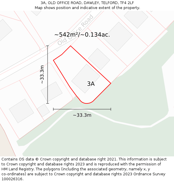 3A, OLD OFFICE ROAD, DAWLEY, TELFORD, TF4 2LF: Plot and title map