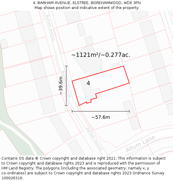 4, BARHAM AVENUE, ELSTREE, BOREHAMWOOD, WD6 3PN: Plot and title map