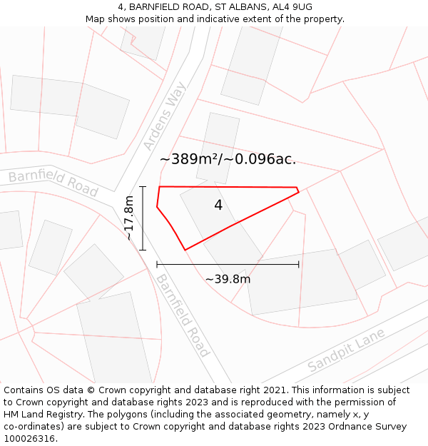 4, BARNFIELD ROAD, ST ALBANS, AL4 9UG: Plot and title map