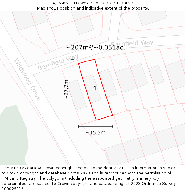 4, BARNFIELD WAY, STAFFORD, ST17 4NB: Plot and title map