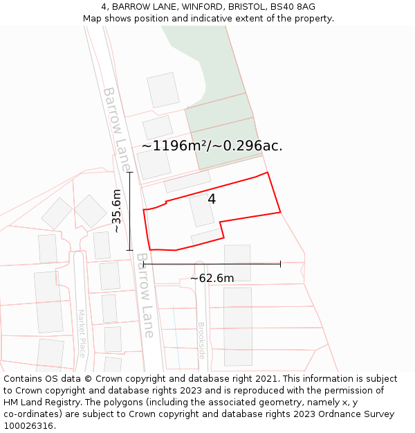 4, BARROW LANE, WINFORD, BRISTOL, BS40 8AG: Plot and title map