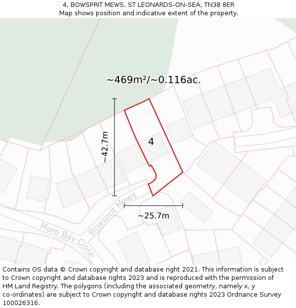 4, BOWSPRIT MEWS, ST LEONARDS-ON-SEA, TN38 8ER: Plot and title map