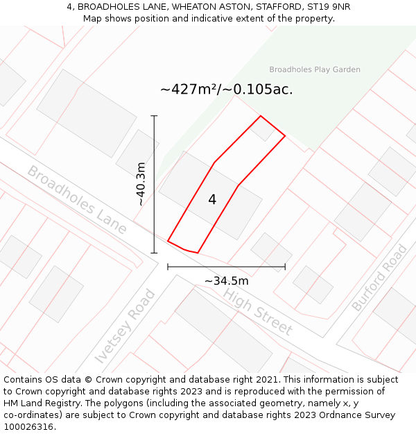 4, BROADHOLES LANE, WHEATON ASTON, STAFFORD, ST19 9NR: Plot and title map