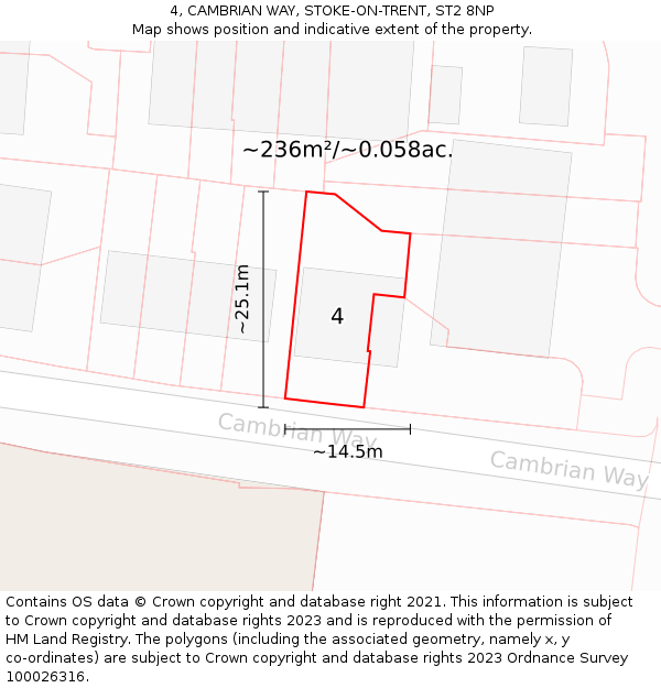 4, CAMBRIAN WAY, STOKE-ON-TRENT, ST2 8NP: Plot and title map