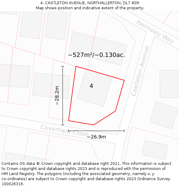 4, CASTLETON AVENUE, NORTHALLERTON, DL7 8SR: Plot and title map