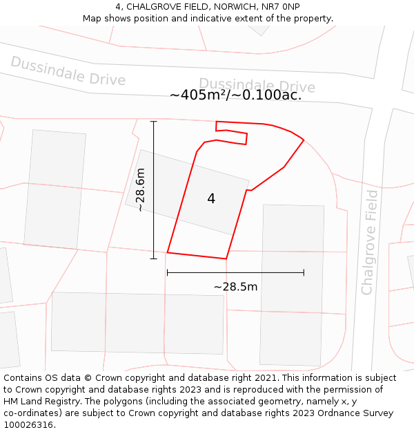 4, CHALGROVE FIELD, NORWICH, NR7 0NP: Plot and title map