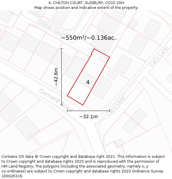 4, CHILTON COURT, SUDBURY, CO10 2SH: Plot and title map