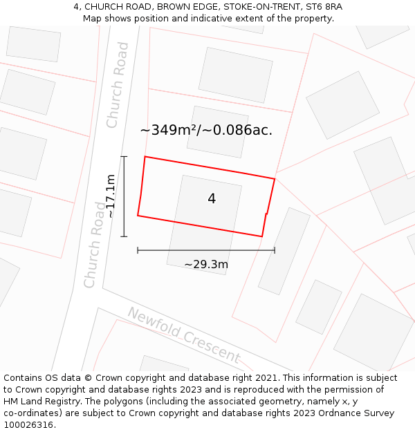 4, CHURCH ROAD, BROWN EDGE, STOKE-ON-TRENT, ST6 8RA: Plot and title map