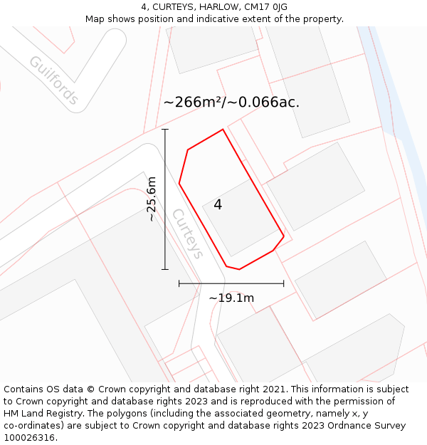 4, CURTEYS, HARLOW, CM17 0JG: Plot and title map