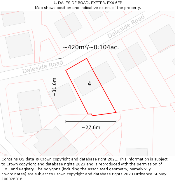 4, DALESIDE ROAD, EXETER, EX4 6EP: Plot and title map