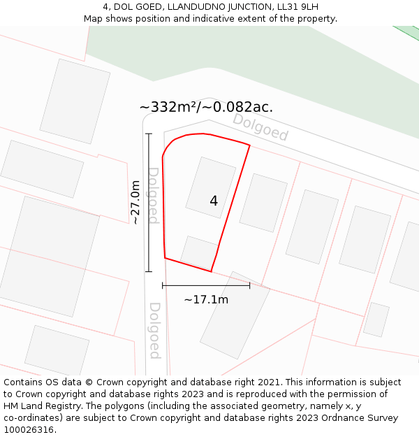 4, DOL GOED, LLANDUDNO JUNCTION, LL31 9LH: Plot and title map