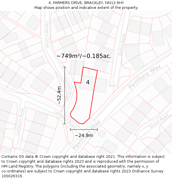 4, FARMERS DRIVE, BRACKLEY, NN13 6HY: Plot and title map