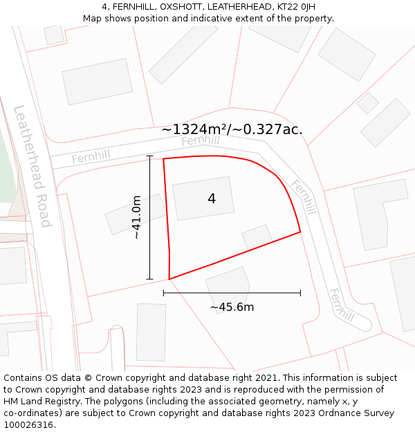 4, FERNHILL, OXSHOTT, LEATHERHEAD, KT22 0JH: Plot and title map