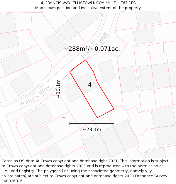 4, FRANCIS WAY, ELLISTOWN, COALVILLE, LE67 1FS: Plot and title map