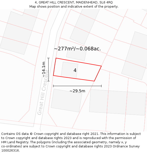 4, GREAT HILL CRESCENT, MAIDENHEAD, SL6 4RQ: Plot and title map