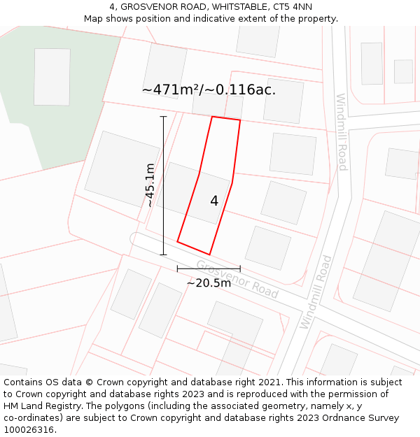 4, GROSVENOR ROAD, WHITSTABLE, CT5 4NN: Plot and title map