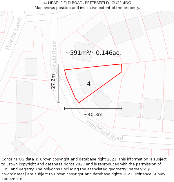 4, HEATHFIELD ROAD, PETERSFIELD, GU31 4DG: Plot and title map