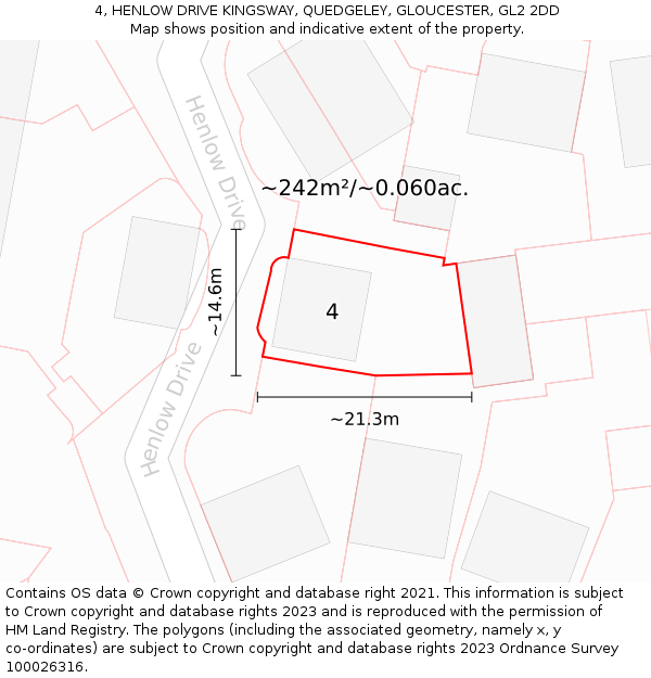 4, HENLOW DRIVE KINGSWAY, QUEDGELEY, GLOUCESTER, GL2 2DD: Plot and title map