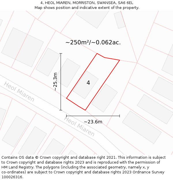 4, HEOL MIAREN, MORRISTON, SWANSEA, SA6 6EL: Plot and title map