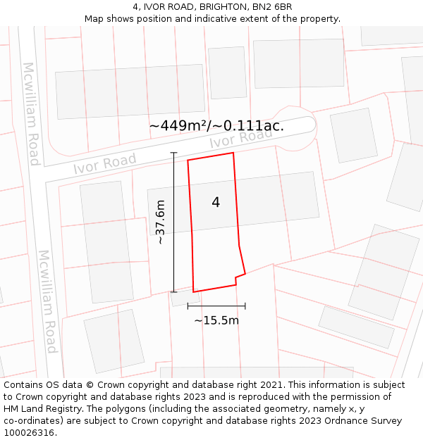 4, IVOR ROAD, BRIGHTON, BN2 6BR: Plot and title map