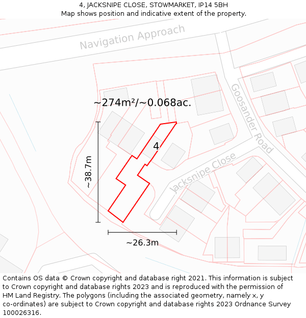 4, JACKSNIPE CLOSE, STOWMARKET, IP14 5BH: Plot and title map