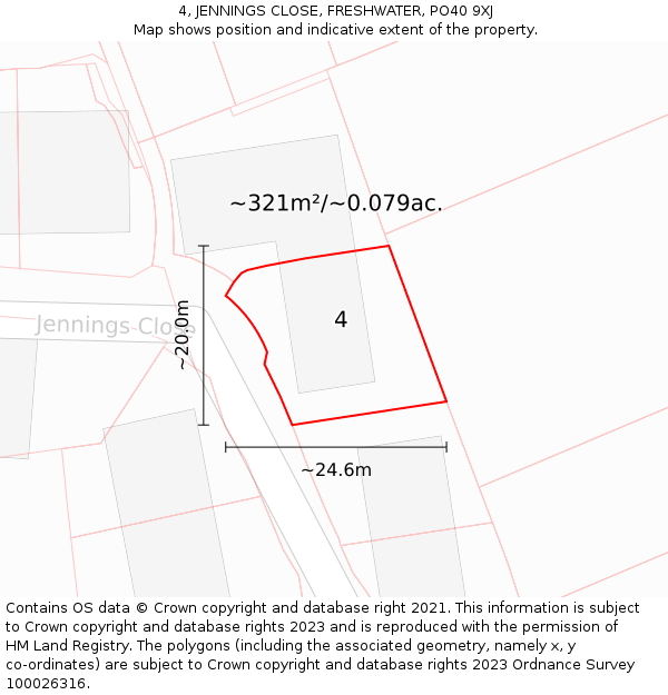 4, JENNINGS CLOSE, FRESHWATER, PO40 9XJ: Plot and title map