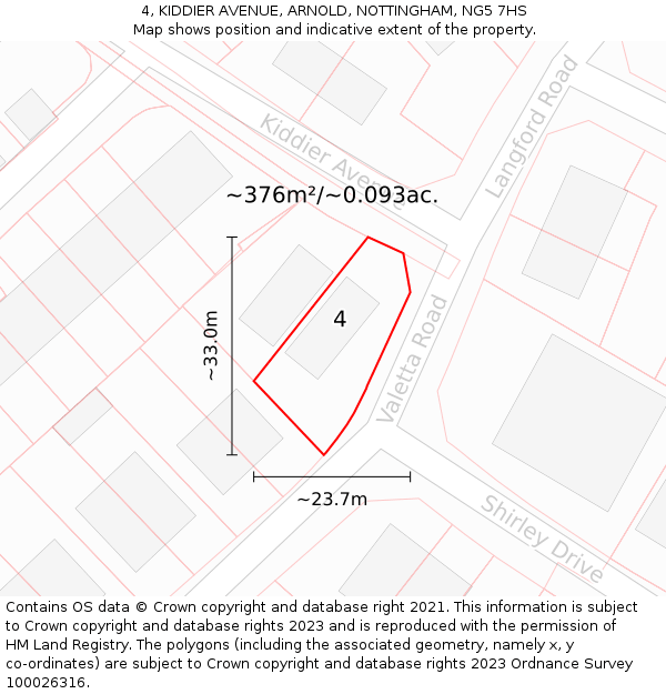 4, KIDDIER AVENUE, ARNOLD, NOTTINGHAM, NG5 7HS: Plot and title map