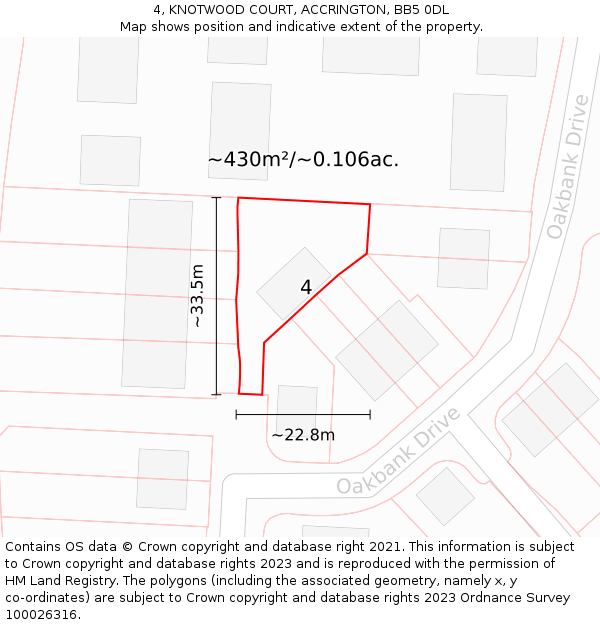 4, KNOTWOOD COURT, ACCRINGTON, BB5 0DL: Plot and title map