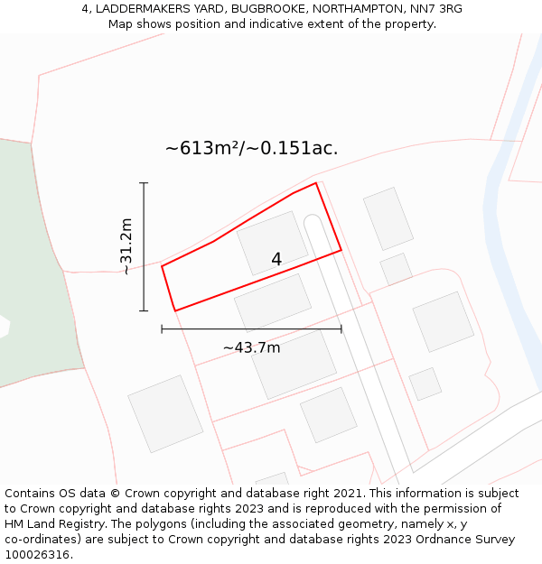 4, LADDERMAKERS YARD, BUGBROOKE, NORTHAMPTON, NN7 3RG: Plot and title map