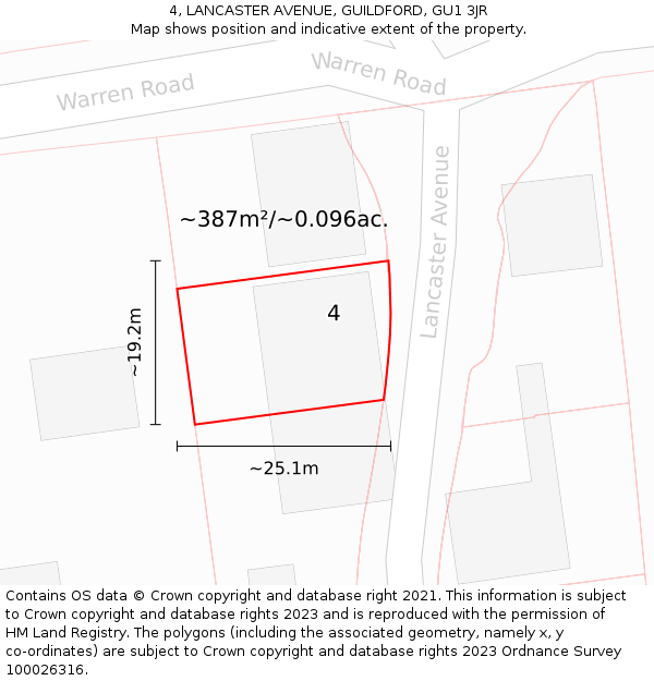 4, LANCASTER AVENUE, GUILDFORD, GU1 3JR: Plot and title map