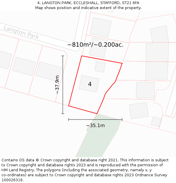 4, LANGTON PARK, ECCLESHALL, STAFFORD, ST21 6FA: Plot and title map