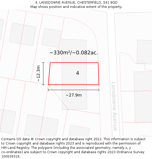 4, LANSDOWNE AVENUE, CHESTERFIELD, S41 8QD: Plot and title map