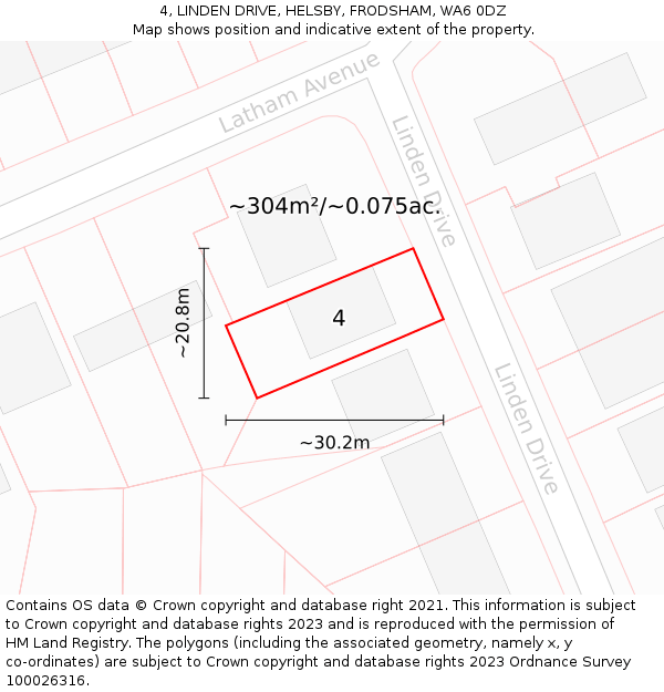 4, LINDEN DRIVE, HELSBY, FRODSHAM, WA6 0DZ: Plot and title map