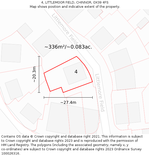 4, LITTLEMOOR FIELD, CHINNOR, OX39 4FS: Plot and title map