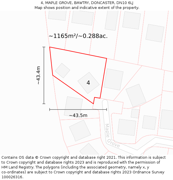 4, MAPLE GROVE, BAWTRY, DONCASTER, DN10 6LJ: Plot and title map