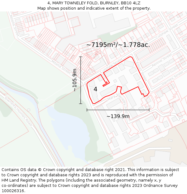 4, MARY TOWNELEY FOLD, BURNLEY, BB10 4LZ: Plot and title map