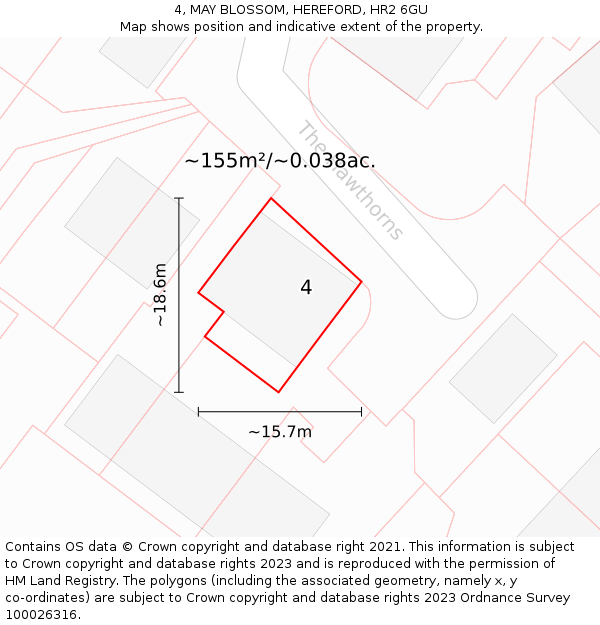 4, MAY BLOSSOM, HEREFORD, HR2 6GU: Plot and title map