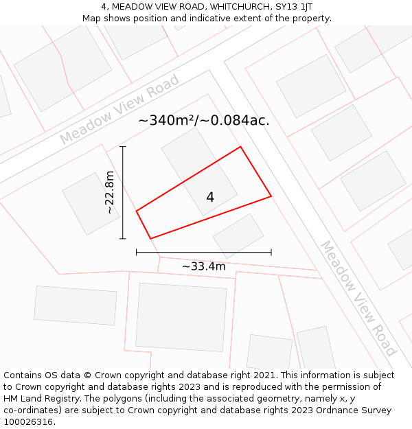 4, MEADOW VIEW ROAD, WHITCHURCH, SY13 1JT: Plot and title map