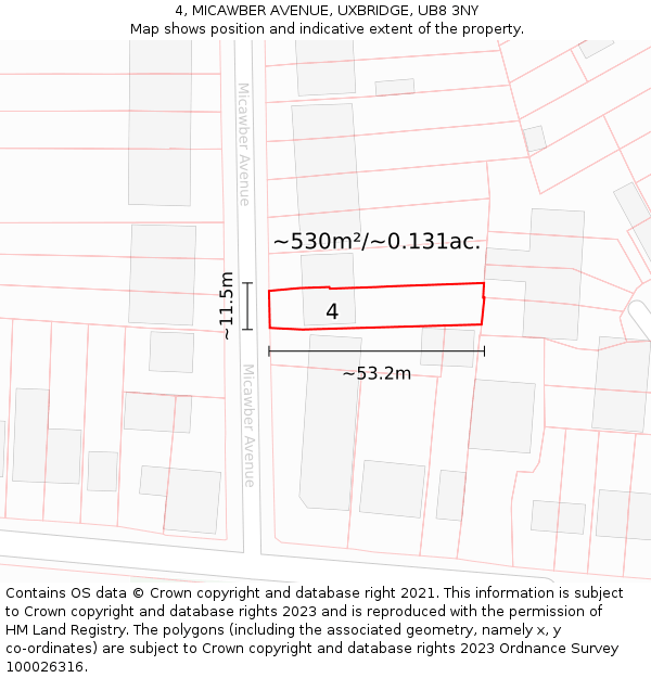 4, MICAWBER AVENUE, UXBRIDGE, UB8 3NY: Plot and title map