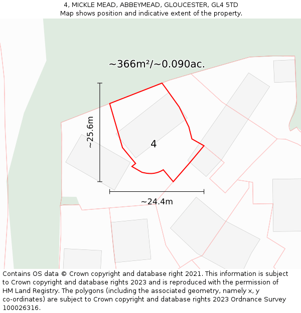 4, MICKLE MEAD, ABBEYMEAD, GLOUCESTER, GL4 5TD: Plot and title map