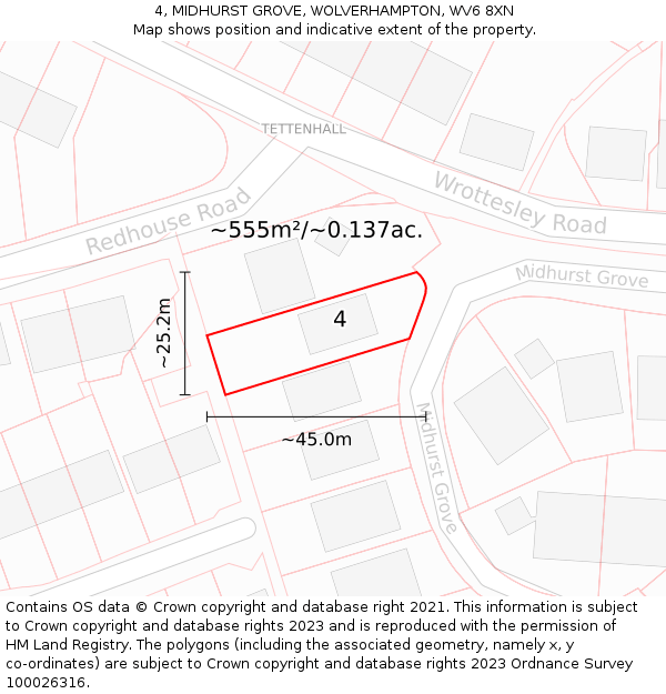 4, MIDHURST GROVE, WOLVERHAMPTON, WV6 8XN: Plot and title map