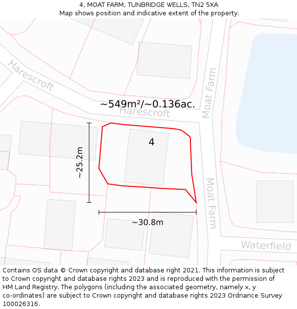 4, MOAT FARM, TUNBRIDGE WELLS, TN2 5XA: Plot and title map