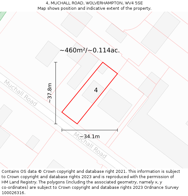 4, MUCHALL ROAD, WOLVERHAMPTON, WV4 5SE: Plot and title map