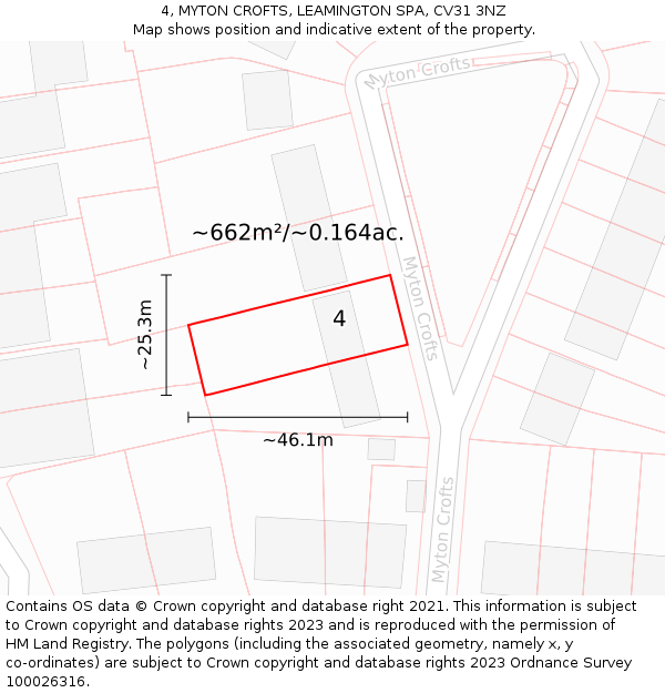 4, MYTON CROFTS, LEAMINGTON SPA, CV31 3NZ: Plot and title map