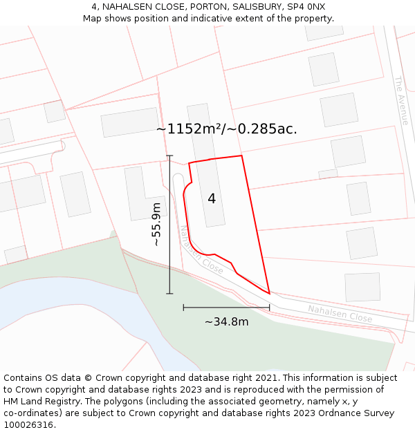 4, NAHALSEN CLOSE, PORTON, SALISBURY, SP4 0NX: Plot and title map